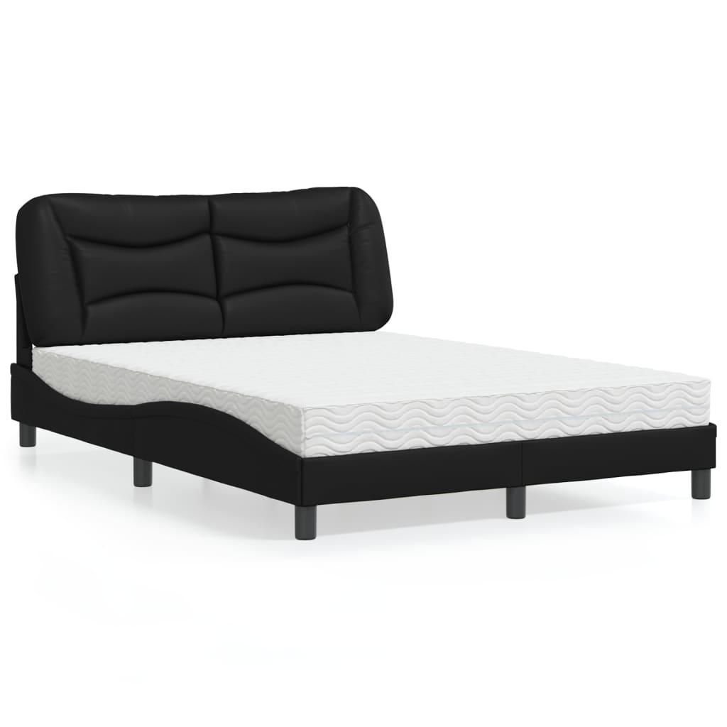 Bed met matras "Hvar" kunstleer zwart 140x190 cm is nu te koop bij PeponiXL, paradijselijk wonen!