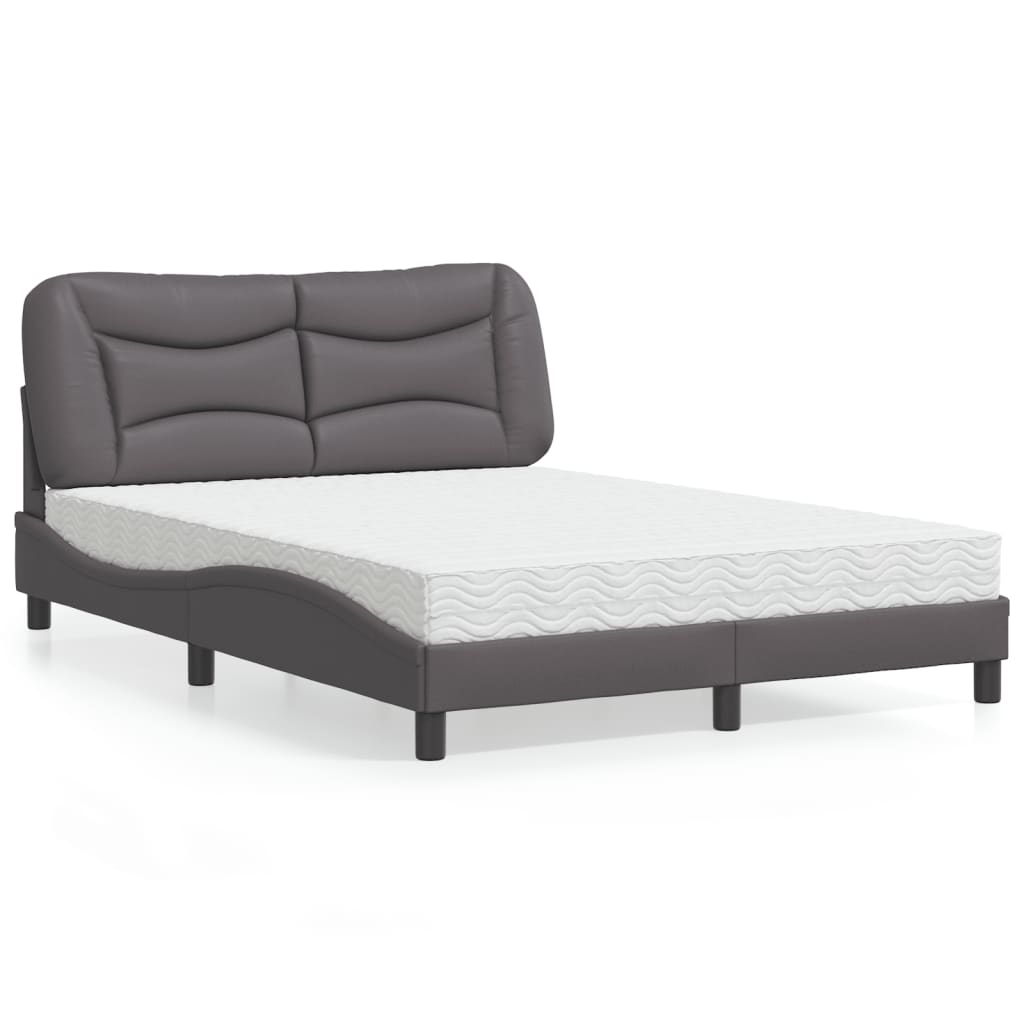 Bed met matras "Hvar" kunstleer grijs 140x200 cm is nu te koop bij PeponiXL, paradijselijk wonen!