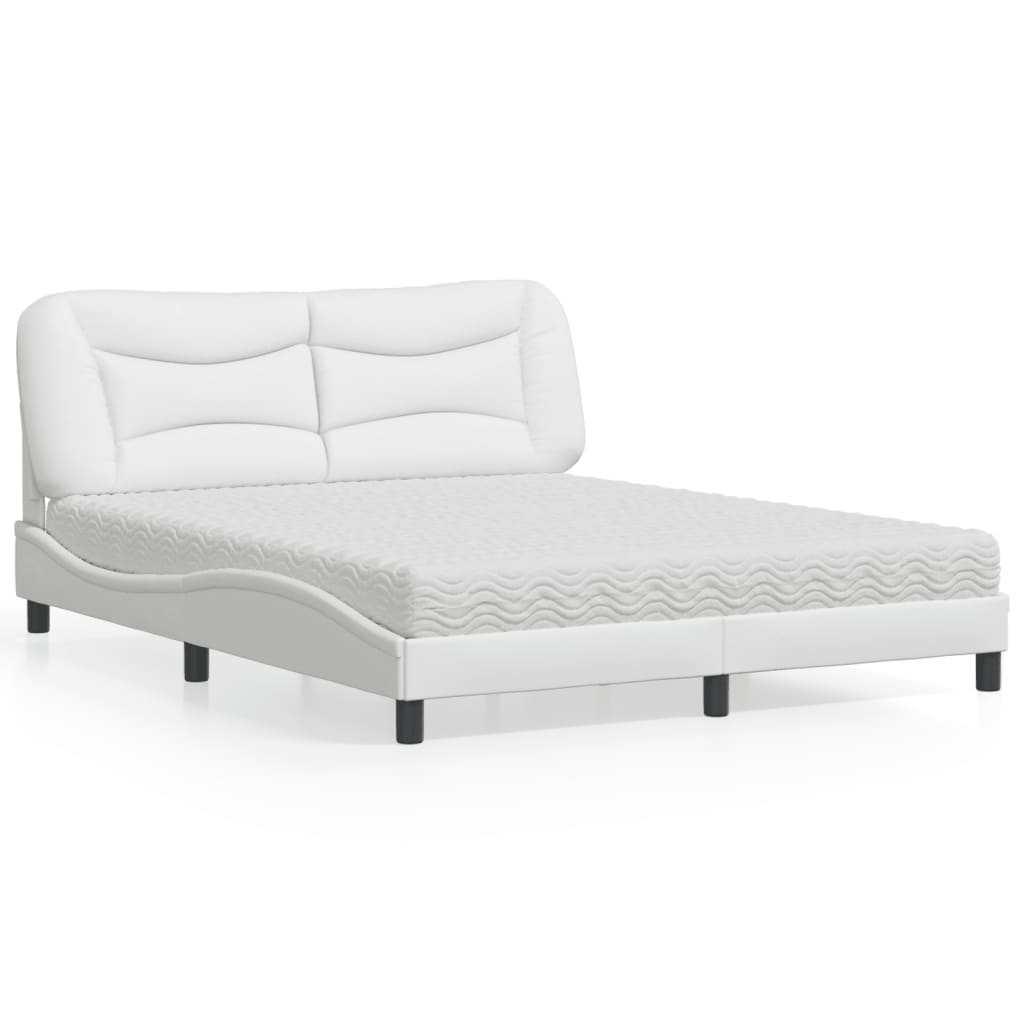 Bed met matras "Hvar" kunstleer wit 160x200 cm is nu te koop bij PeponiXL, paradijselijk wonen!