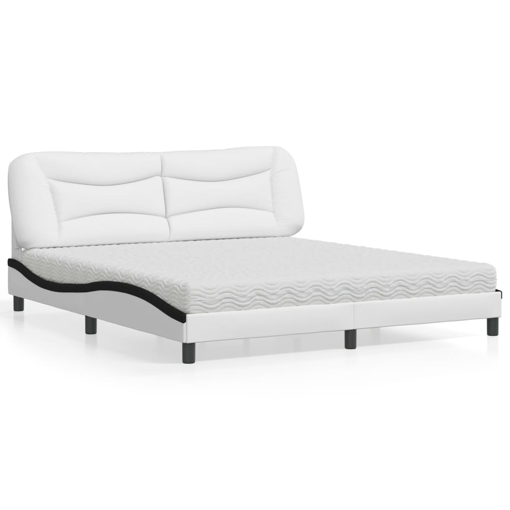 Bed met matras "Hvar" kunstleer wit en zwart 180x200 cm is nu te koop bij PeponiXL, paradijselijk wonen!