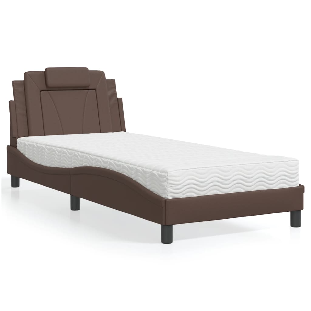 Bed "Viana" met matras kunstleer bruin 80x200 cm is nu te koop bij PeponiXL, paradijselijk wonen!
