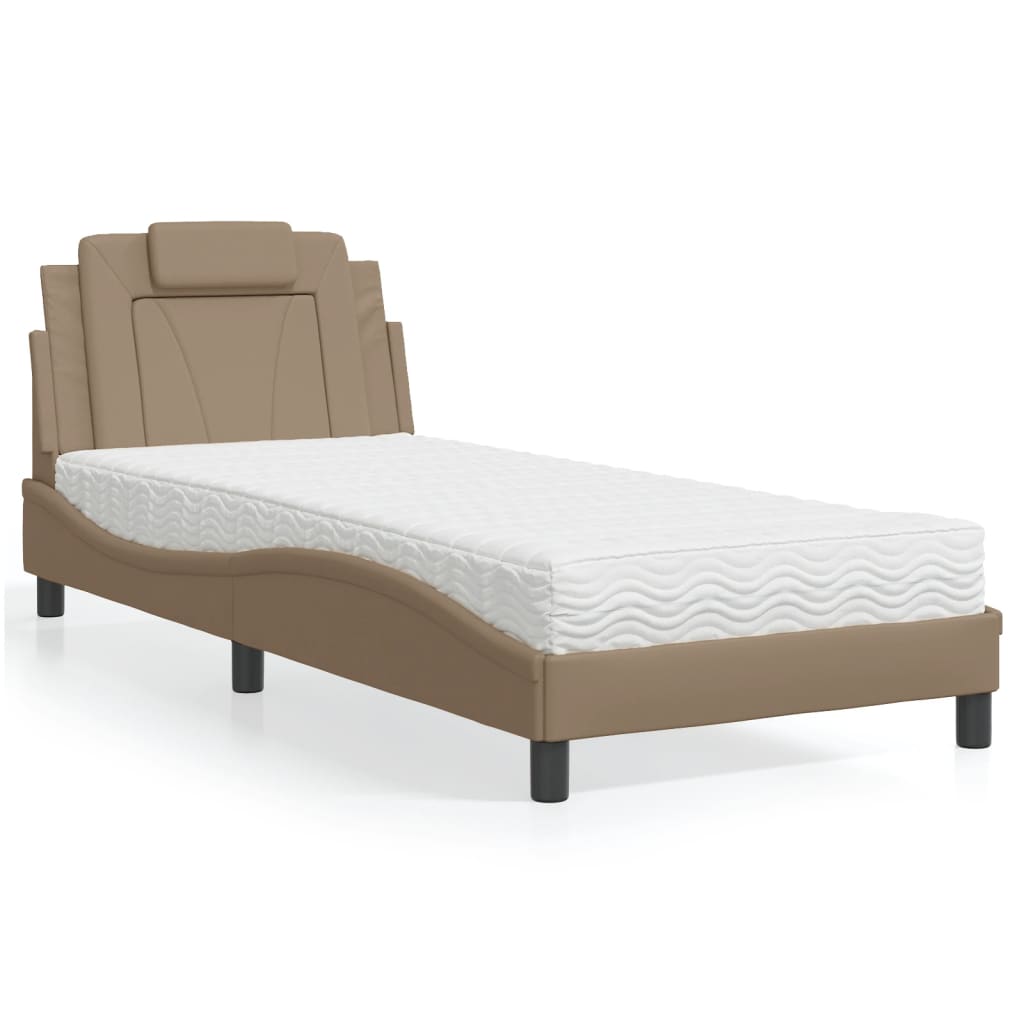 Bed "Viana" met matras kunstleer cappuccinokleurig 90x200 cm is nu te koop bij PeponiXL, paradijselijk wonen!