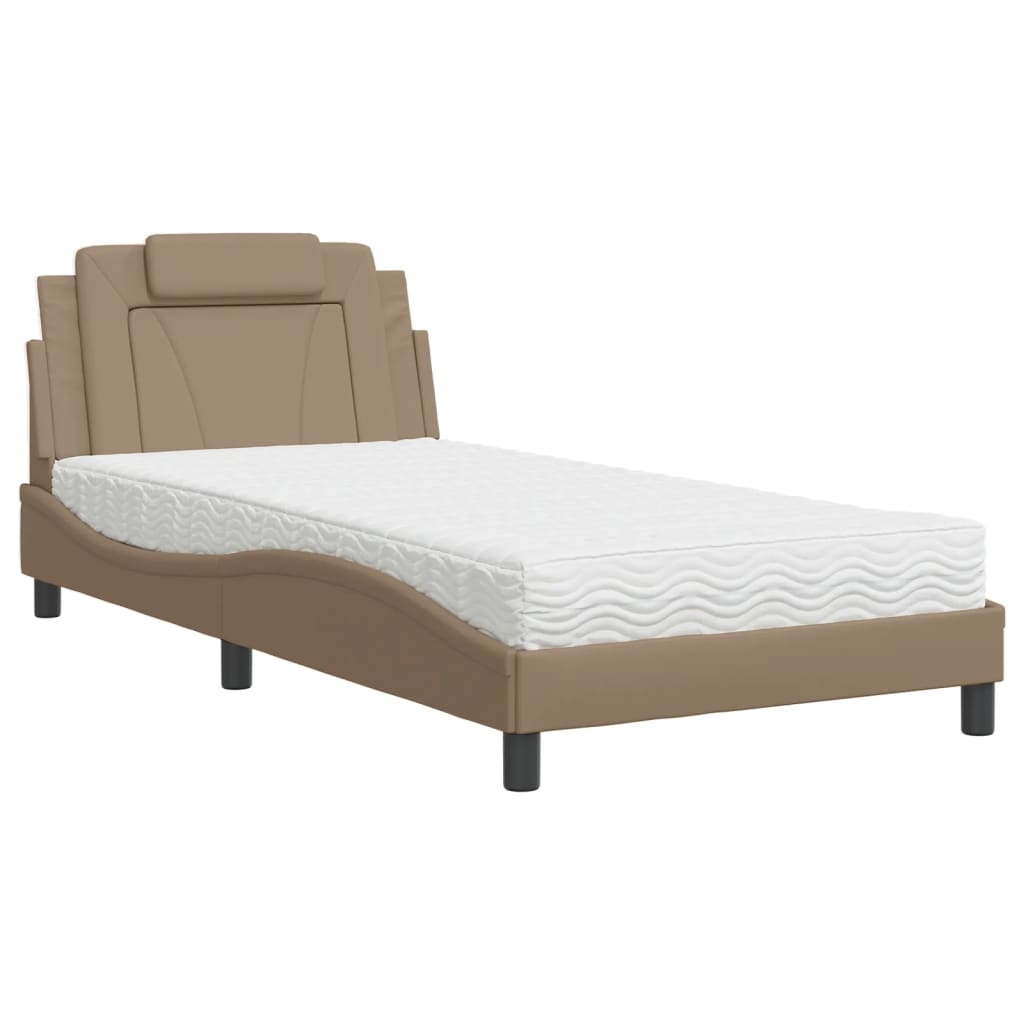 Bed "Viana" met matras kunstleer cappuccinokleurig 100x200 cm is nu te koop bij PeponiXL, paradijselijk wonen!