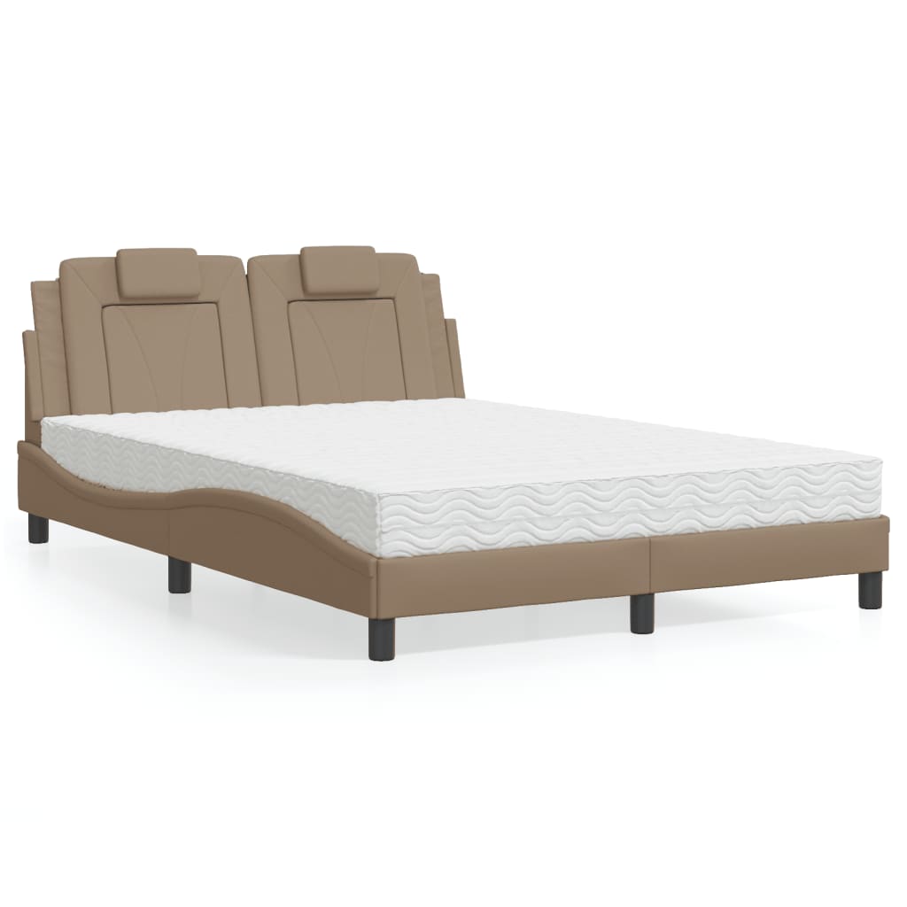 Bed "Viana" met matras kunstleer cappuccinokleurig 120x200 cm is nu te koop bij PeponiXL, paradijselijk wonen!