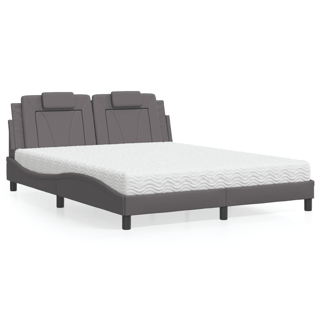 Bed "Viana" met matras kunstleer grijs 160x200 cm is nu te koop bij PeponiXL, paradijselijk wonen!