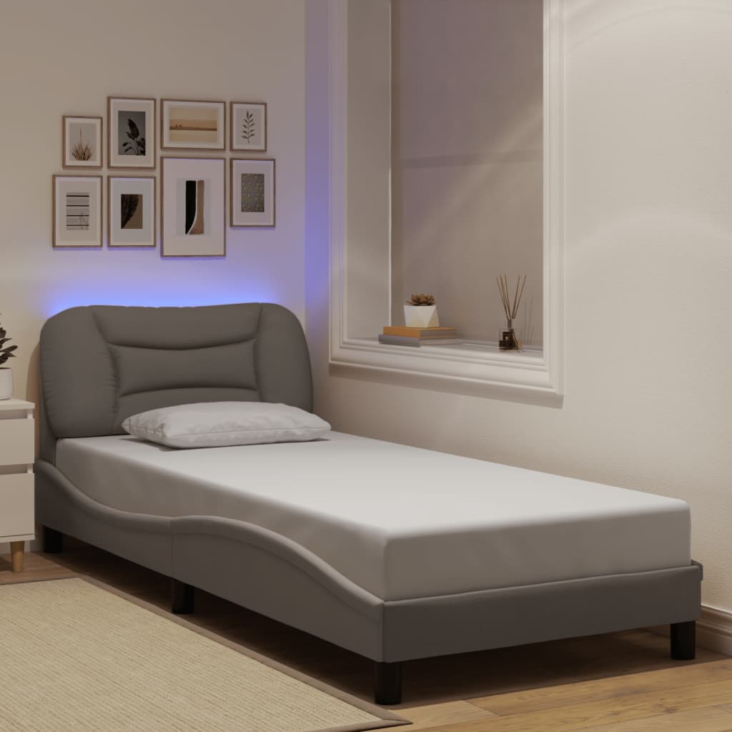 Bedframe met LED zonder matras "Hvar" 80x200 cm stof taupe is nu te koop bij PeponiXL, paradijselijk wonen!