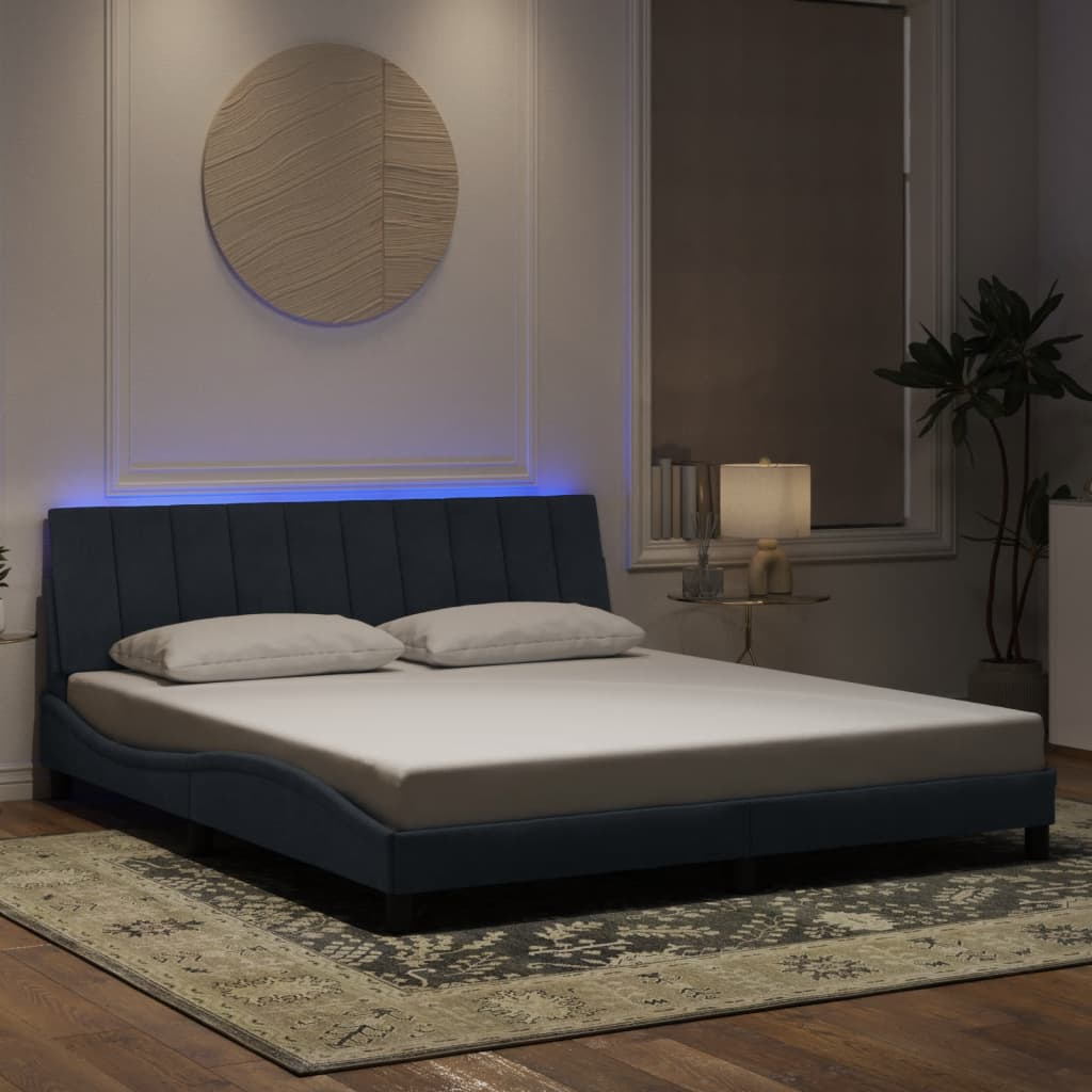 Bedframe met LED zonder matras "Hanko" fluweel donkergrijs 180x200 cm is nu te koop bij PeponiXL, paradijselijk wonen!