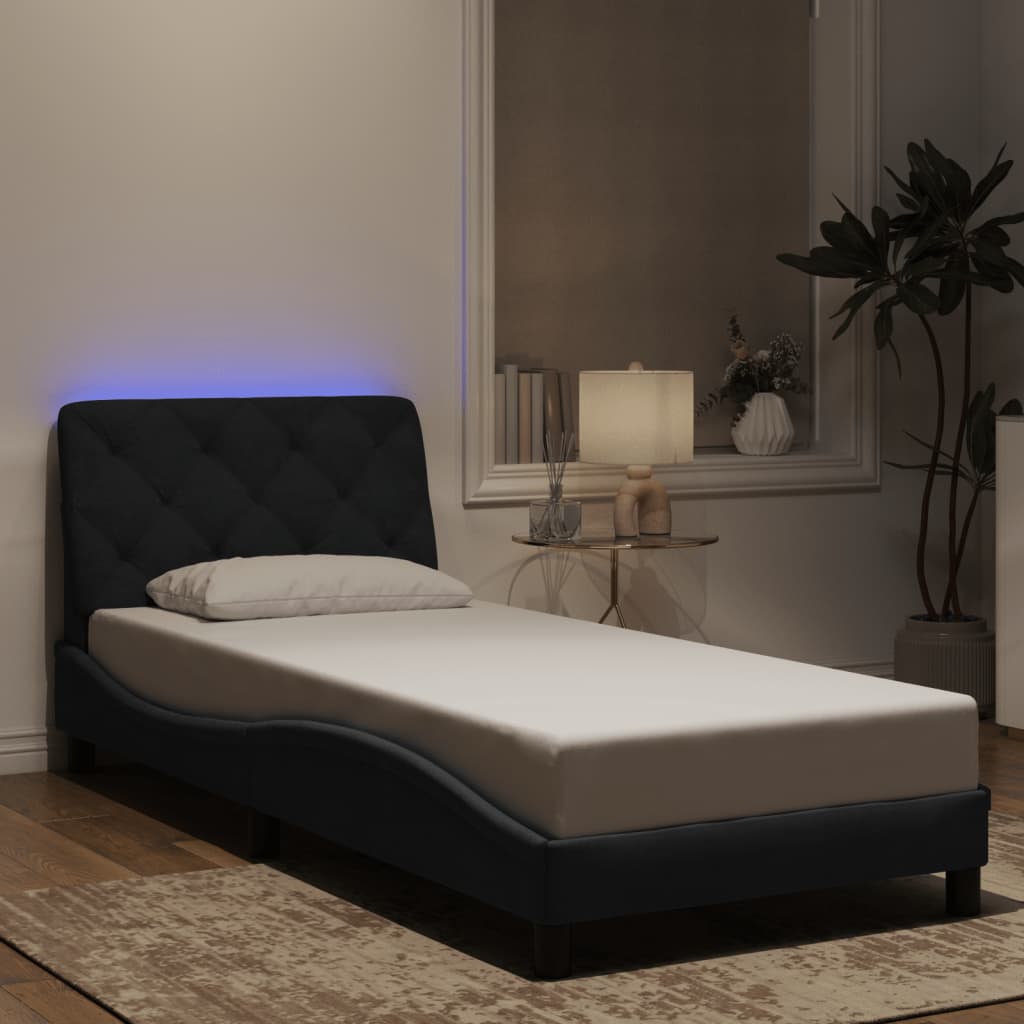 Bedframe met LED zonder matras fluweel zwart 90x190 cm is nu te koop bij PeponiXL, paradijselijk wonen!