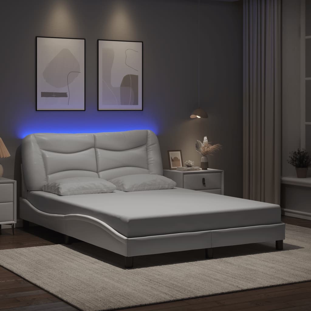 Bedframe met LED zonder matras "Hvar" wit 120x200 cm is nu te koop bij PeponiXL, paradijselijk wonen!