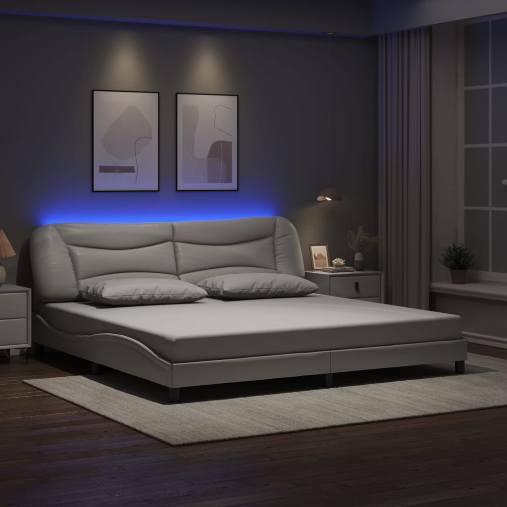 Bedframe met LED zonder matras "Hvar" wit 200x200 cm is nu te koop bij PeponiXL, paradijselijk wonen!