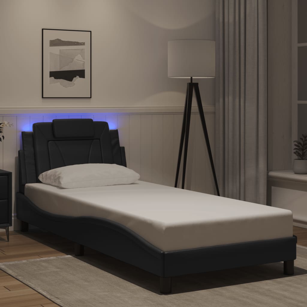 Bedframe "Viana" met LED zonder matras zwart 90x200 cm is nu te koop bij PeponiXL, paradijselijk wonen!