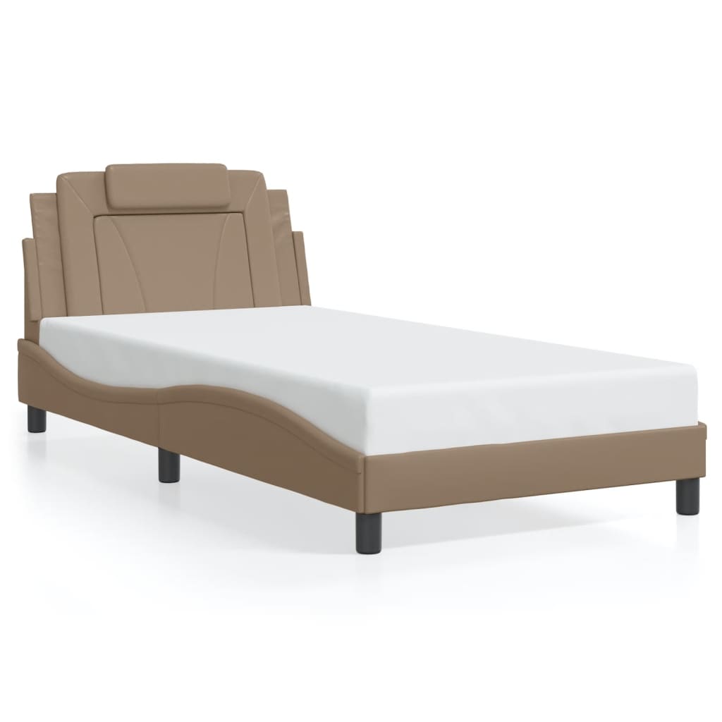 Bedframe met LED-verlichting kunstleer cappuccino 100x200 cm is nu te koop bij PeponiXL, paradijselijk wonen!