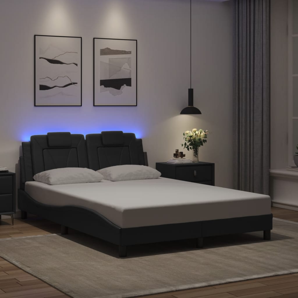 Bedframe "Viana" met LED zonder matras zwart 120x200 cm is nu te koop bij PeponiXL, paradijselijk wonen!