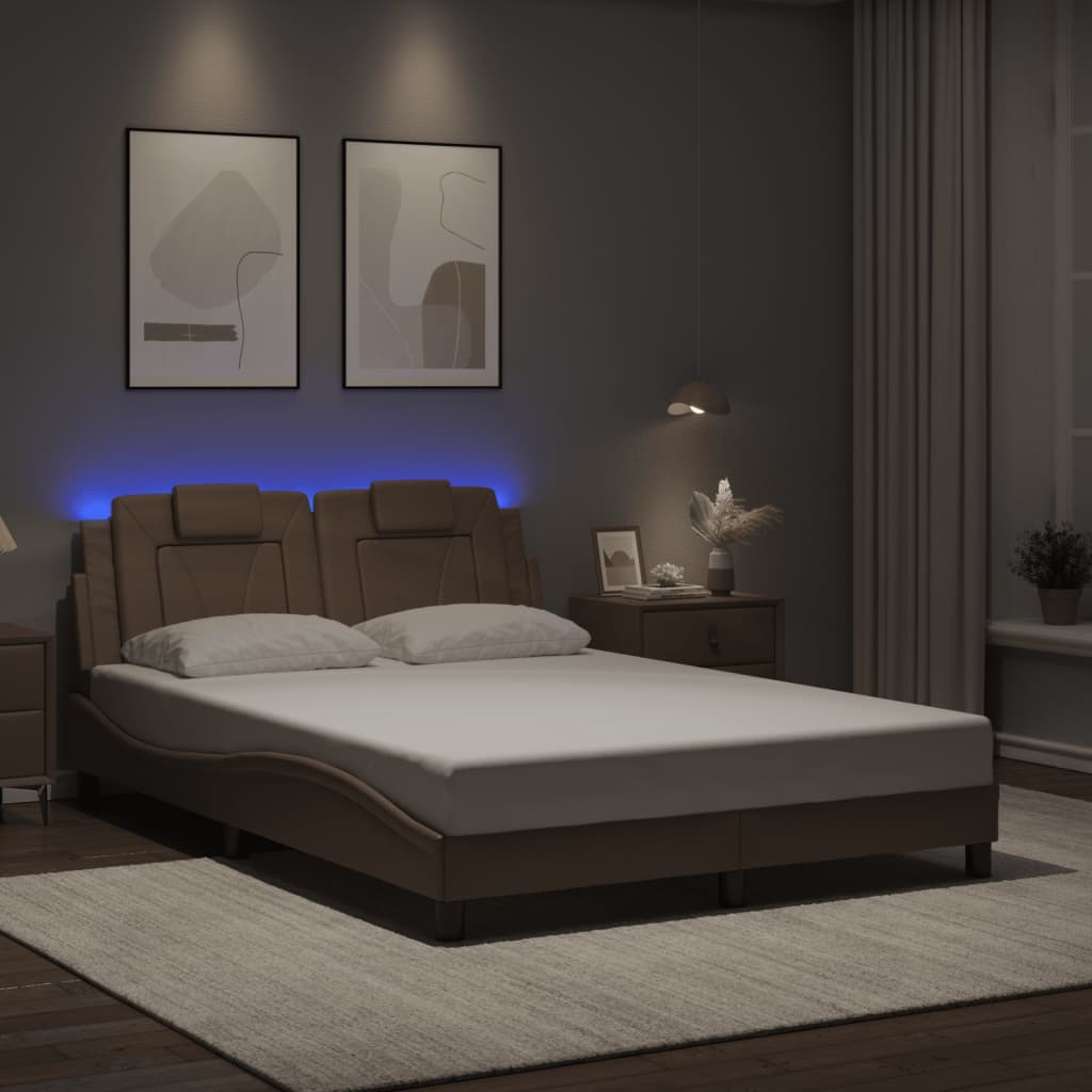 Bedframe "Viana" met LED zonder matras cappuccino 120x200 cm is nu te koop bij PeponiXL, paradijselijk wonen!