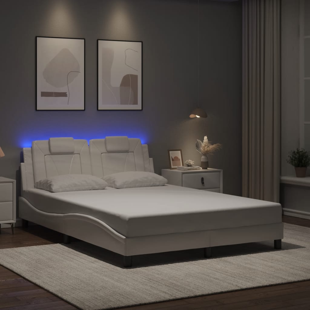 Bedframe "Viana" met LED zonder matras wit 140x190 cm is nu te koop bij PeponiXL, paradijselijk wonen!