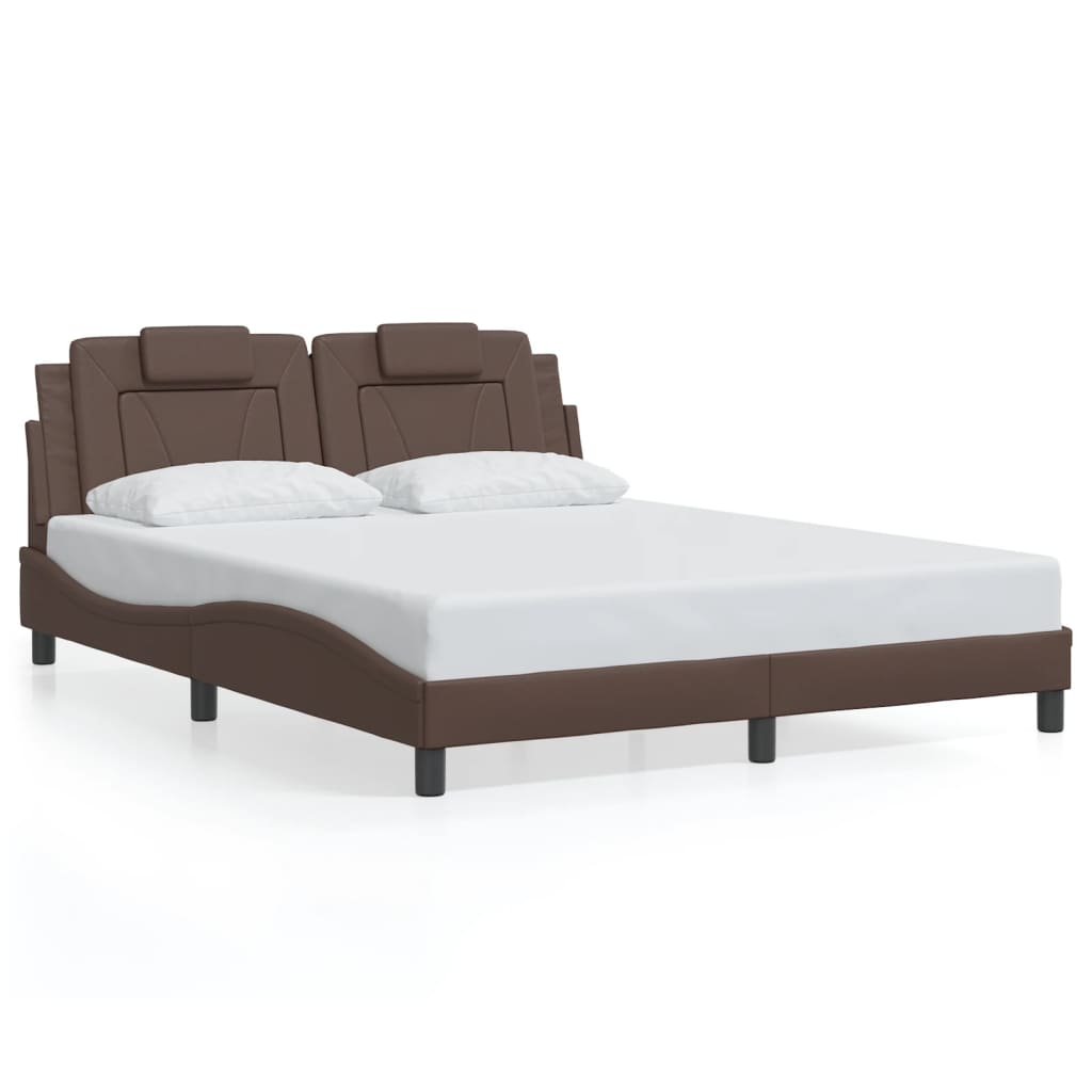 Bedframe met LED-verlichting kunstleer bruin 160x200 cm is nu te koop bij PeponiXL, paradijselijk wonen!
