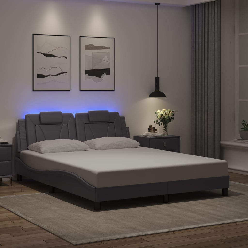 Bedframe "Viana" met LED zonder matras grijs 160x200 cm is nu te koop bij PeponiXL, paradijselijk wonen!