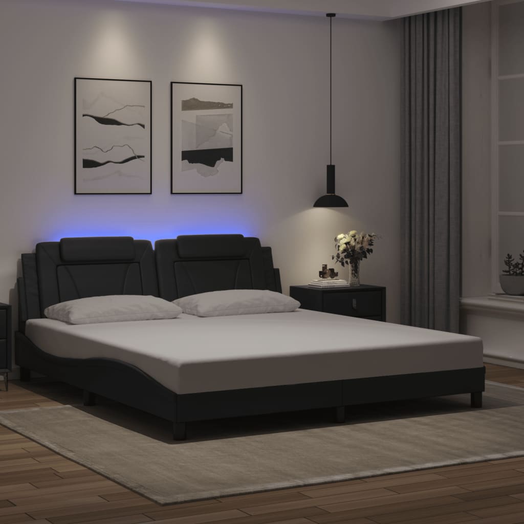 Bedframe "Viana" met LED zonder matras zwart 180x200 cm is nu te koop bij PeponiXL, paradijselijk wonen!