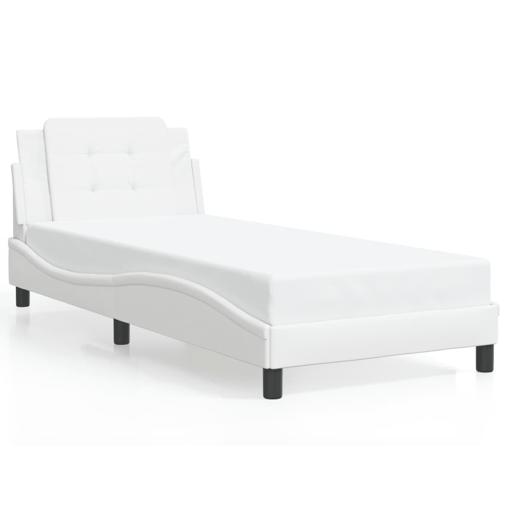 Bedframe met LED-verlichting kunstleer wit 90x190 cm is nu te koop bij PeponiXL, paradijselijk wonen!