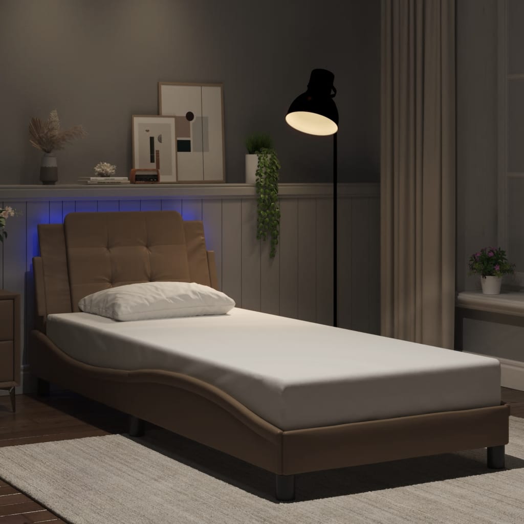 Bedframe met LED zonder matras "Zadar" cappuccino 90x200 cm is nu te koop bij PeponiXL, paradijselijk wonen!