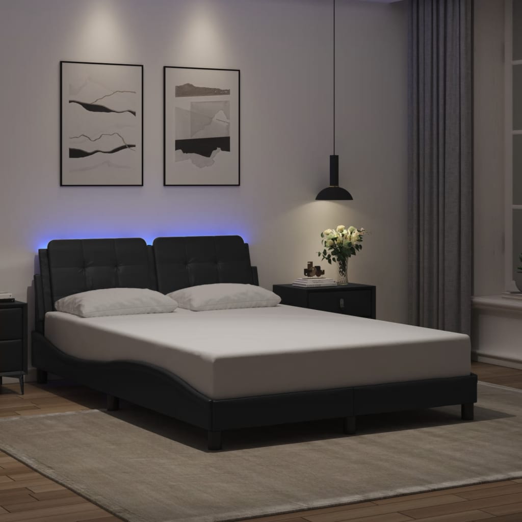 Bedframe met LED zonder matras "Zadar" zwart 140x190 cm is nu te koop bij PeponiXL, paradijselijk wonen!