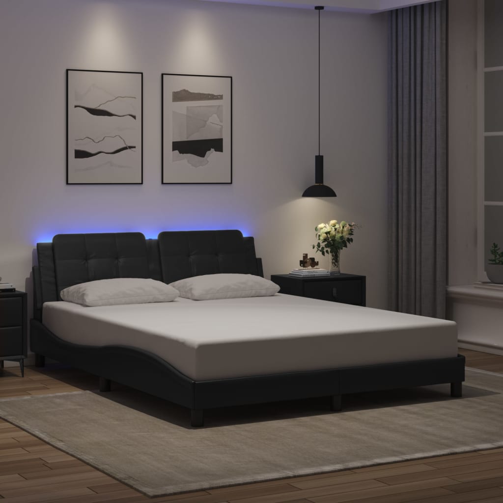 Bedframe met LED zonder matras "Zadar" zwart 160x200 cm is nu te koop bij PeponiXL, paradijselijk wonen!