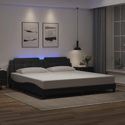 Bedframe met LED zonder matras "Zadar" zwart 200x200 cm is nu te koop bij PeponiXL, paradijselijk wonen!