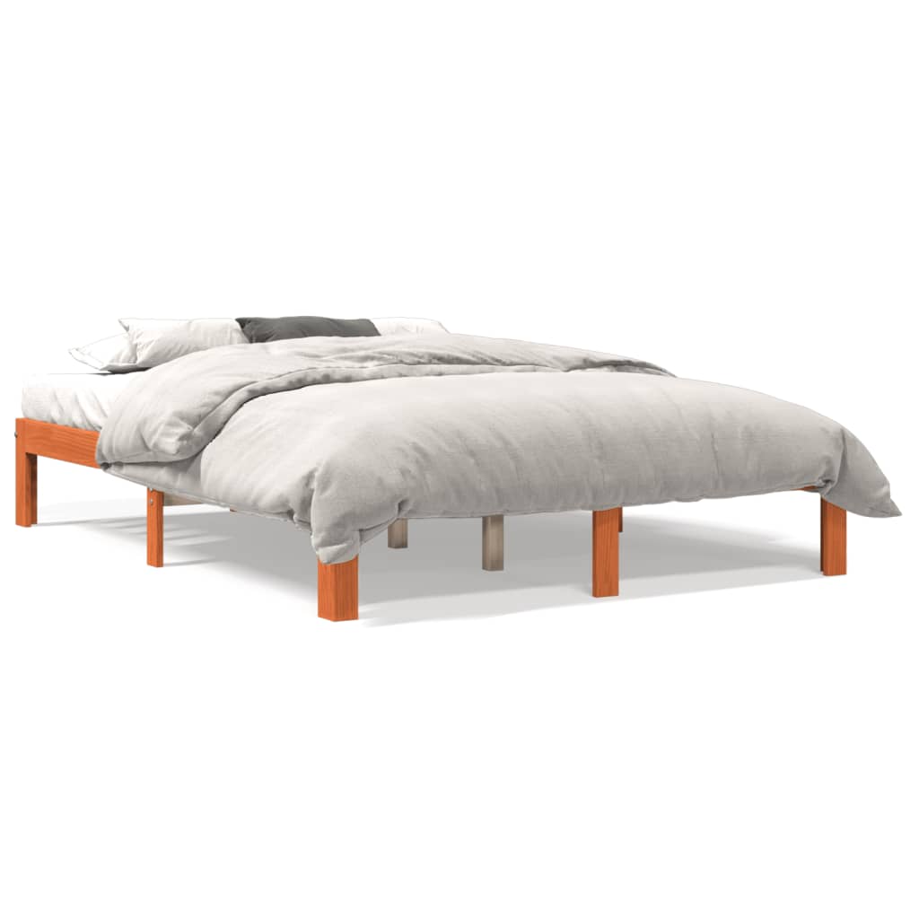 Bedframe zonder matras massief grenenhout wasbruin 135x190 cm is nu te koop bij PeponiXL, paradijselijk wonen!