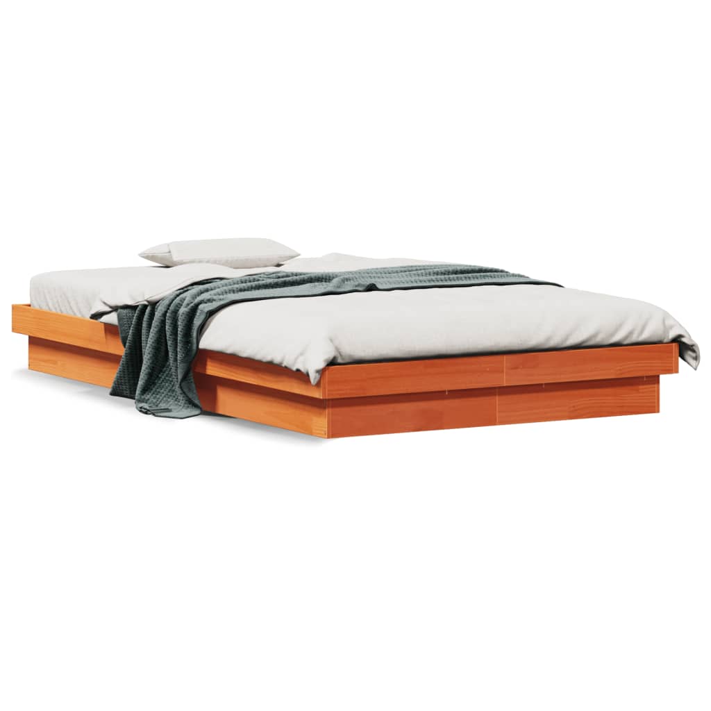 Bedframe met LED massief grenenhout wasbruin 140x200 cm is nu te koop bij PeponiXL, paradijselijk wonen!