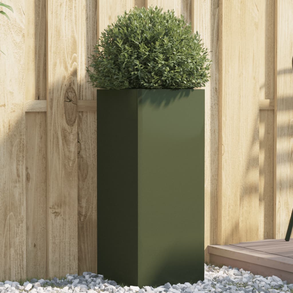 Plantenbak 32x29x75 cm staal olijfgroen is nu te koop bij PeponiXL, paradijselijk wonen!