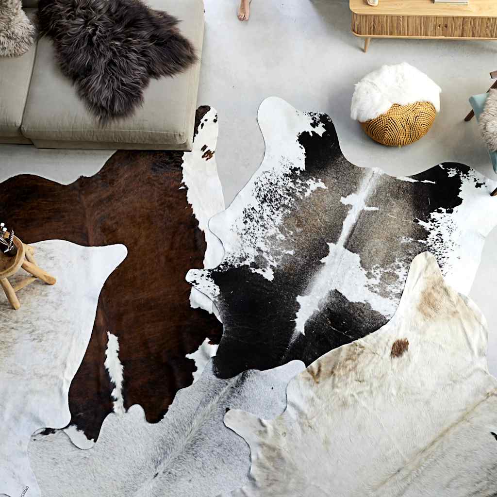 Vloerkleed 180x220 cm echte koeienhuid zwart en wit is nu te koop bij PeponiXL, paradijselijk wonen!