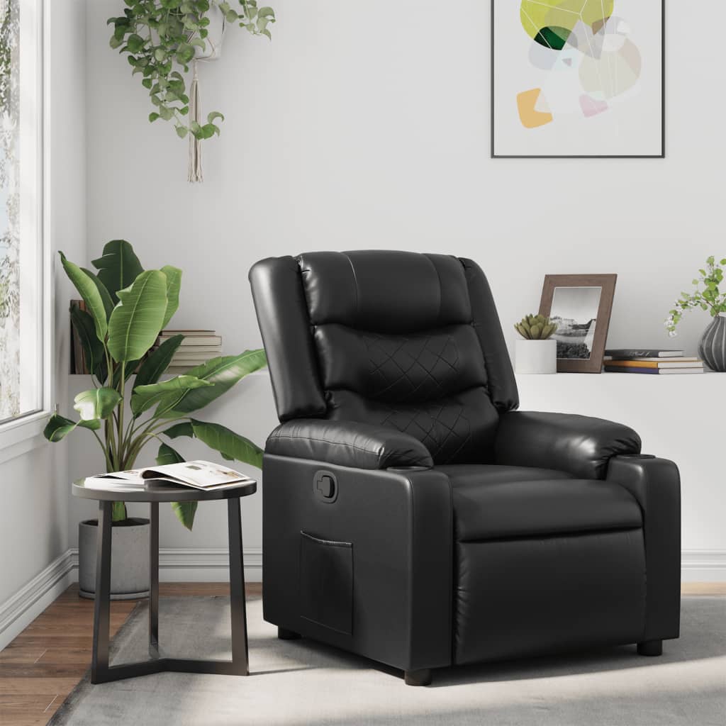 Fauteuil verstelbaar kunstleer zwart is nu te koop bij PeponiXL, paradijselijk wonen!