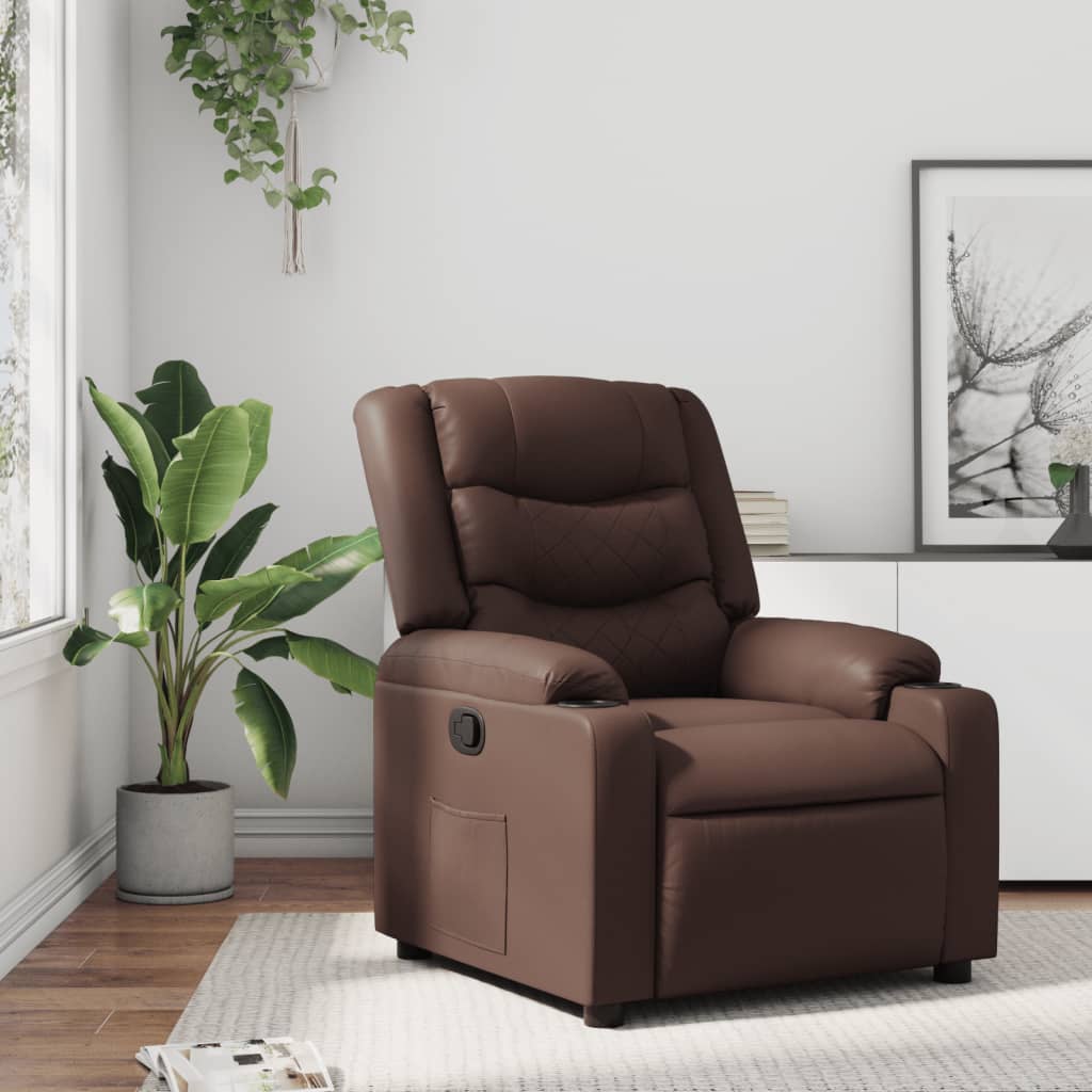 Fauteuil verstelbaar kunstleer bruin is nu te koop bij PeponiXL, paradijselijk wonen!