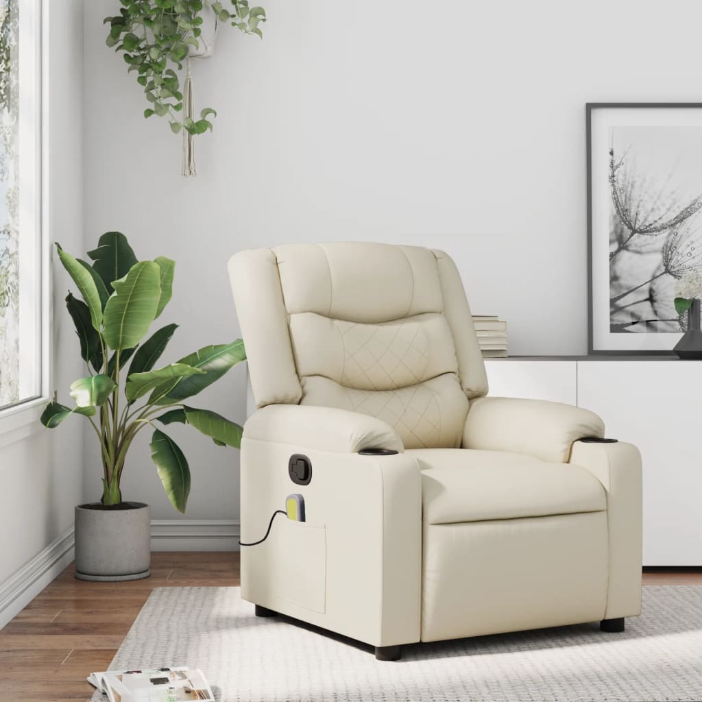 Massagestoel verstelbaar kunstleer crème is nu te koop bij PeponiXL, paradijselijk wonen!