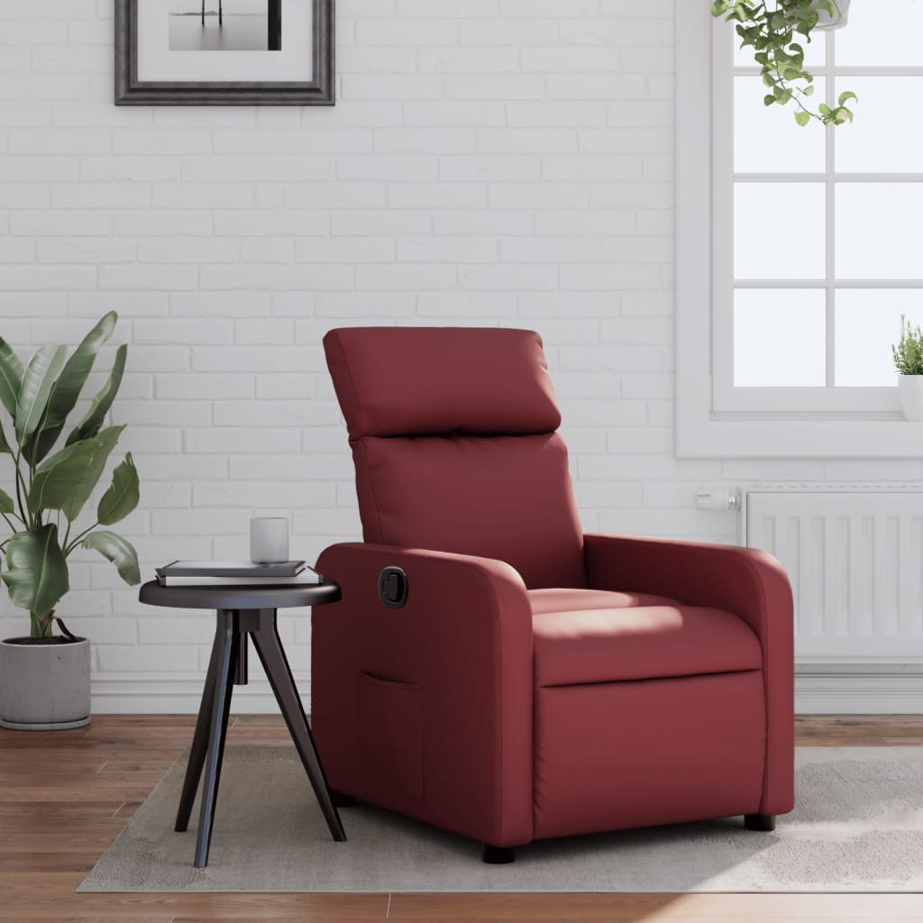 Fauteuil verstelbaar kunstleer wijnrood is nu te koop bij PeponiXL, paradijselijk wonen!