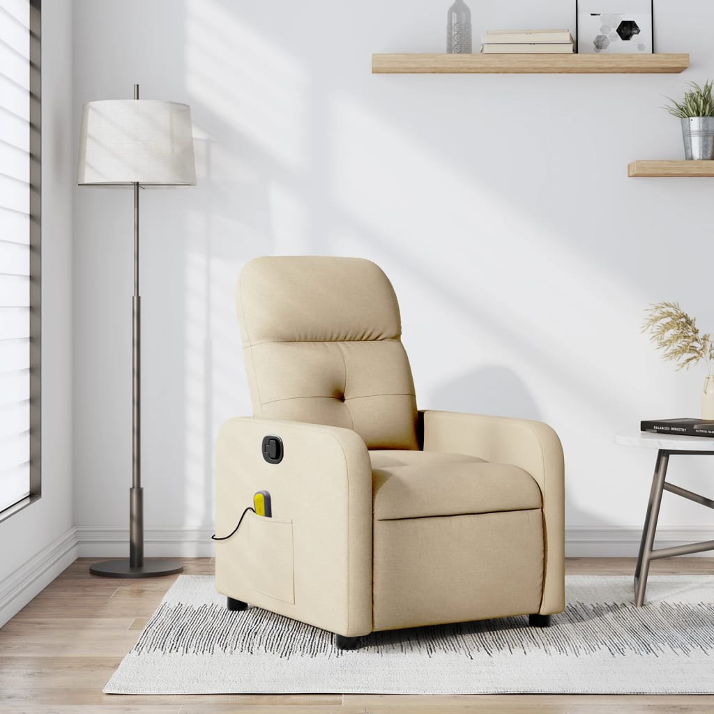Massagestoel verstelbaar stof crèmekleurig is nu te koop bij PeponiXL, paradijselijk wonen!