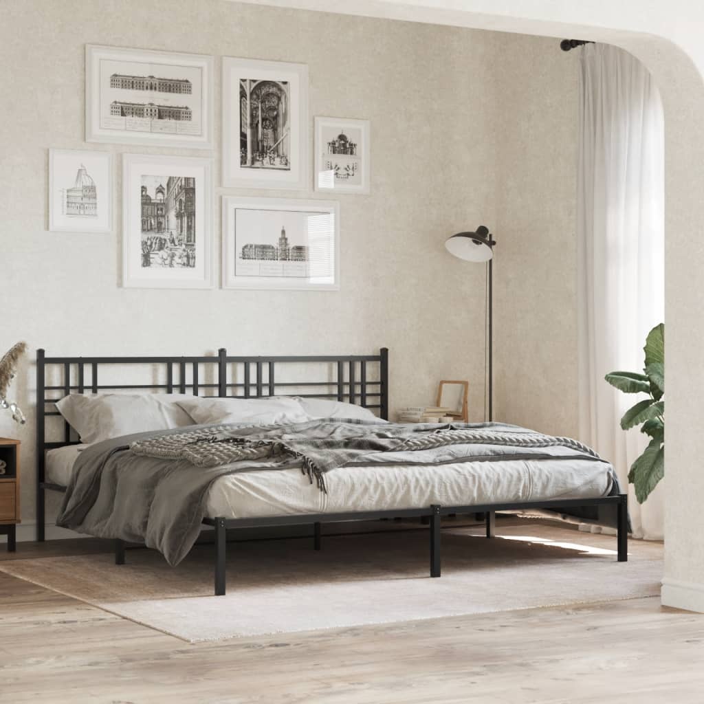 Bedframe met hoofdbord metaal zwart 183x213 cm is nu te koop bij PeponiXL, paradijselijk wonen!