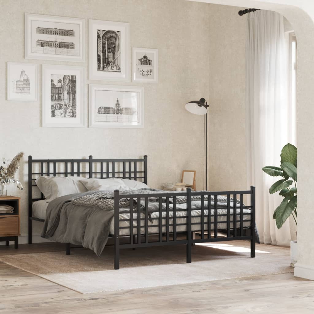 Bedframe met hoofd- en voeteneinde metaal zwart 120x190 cm is nu te koop bij PeponiXL, paradijselijk wonen!