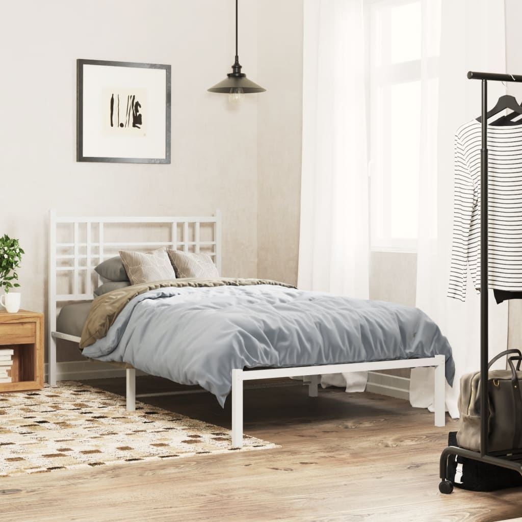 Bedframe met hoofdbord metaal wit 100x200 cm is nu te koop bij PeponiXL, paradijselijk wonen!