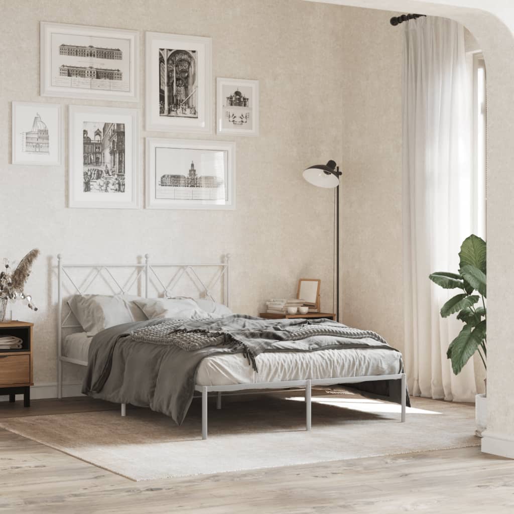 Bedframe met hoofdbord metaal wit 120x190 cm is nu te koop bij PeponiXL, paradijselijk wonen!