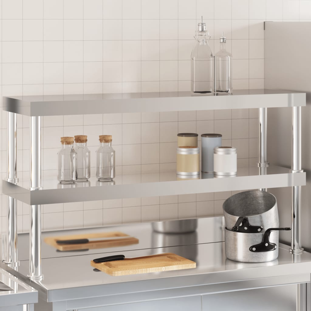 Verhoging voor werktafel 2-laags 110x30x65 cm roestvrij staal is nu te koop bij PeponiXL, paradijselijk wonen!
