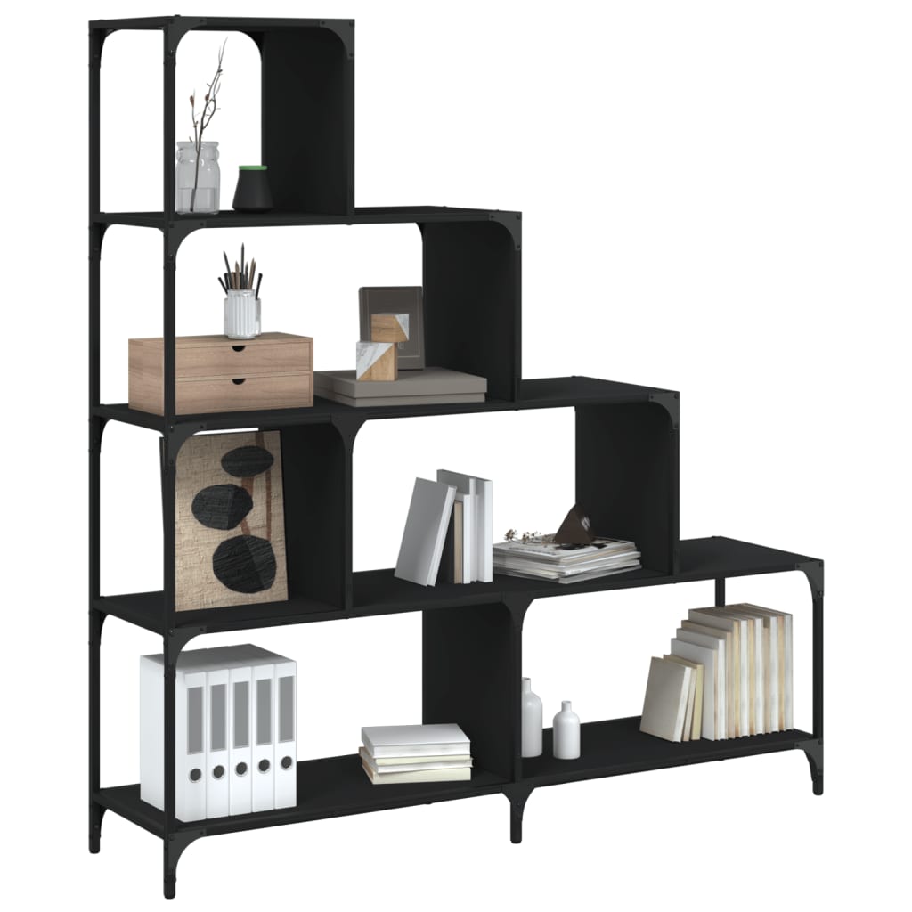 Boekenkast 4-laags 139x33,5x149 cm bewerkt hout zwart is nu te koop bij PeponiXL, paradijselijk wonen!