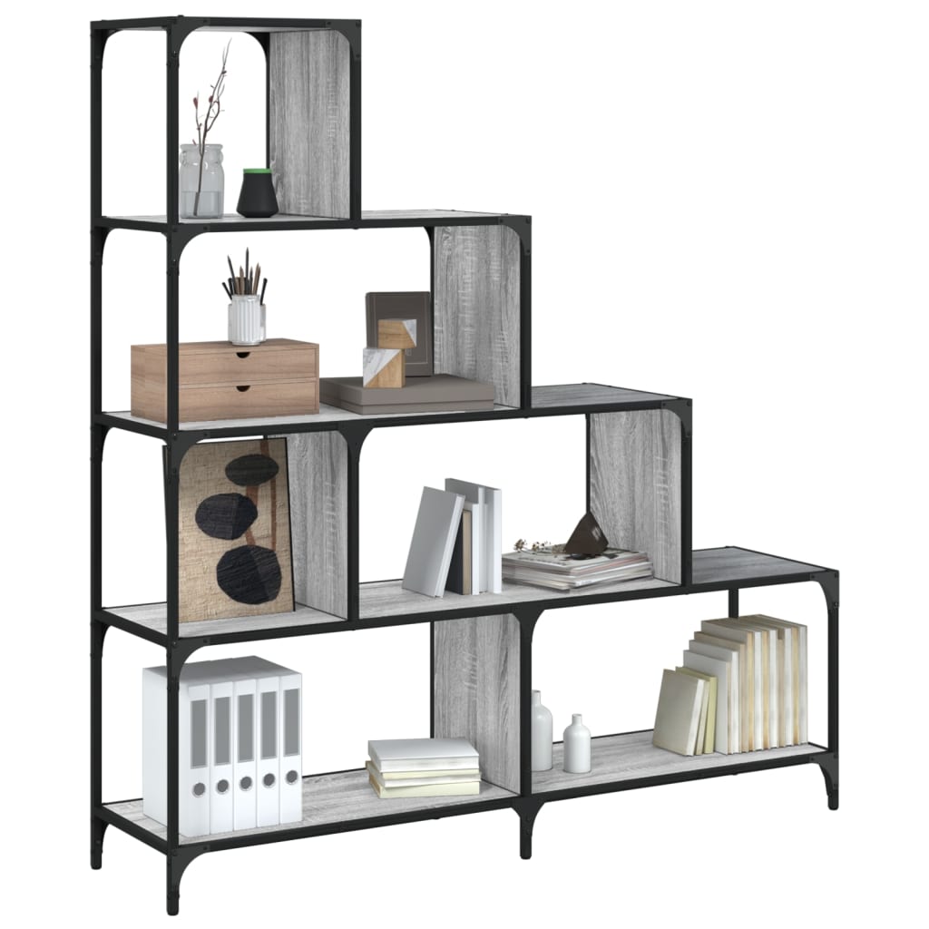 Boekenkast 4-laags 139x33,5x149 cm bewerkt hout grijs sonoma is nu te koop bij PeponiXL, paradijselijk wonen!