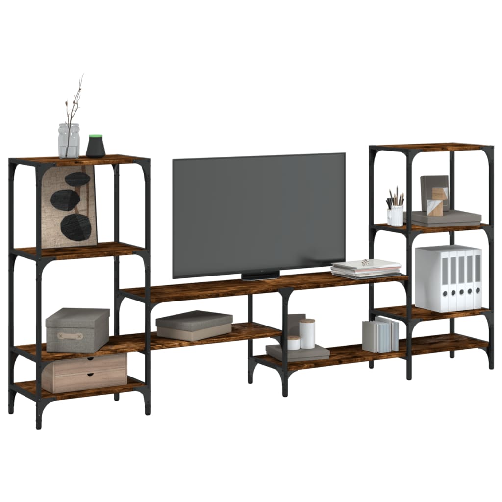 Tv-meubel 206,5x28,5x95 cm bewerkt hout gerookt eikenkleurig is nu te koop bij PeponiXL, paradijselijk wonen!