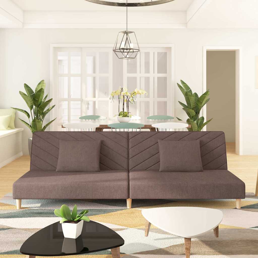 Slaapbank 2-zits met 2 kussens stof taupe is nu te koop bij PeponiXL, paradijselijk wonen!
