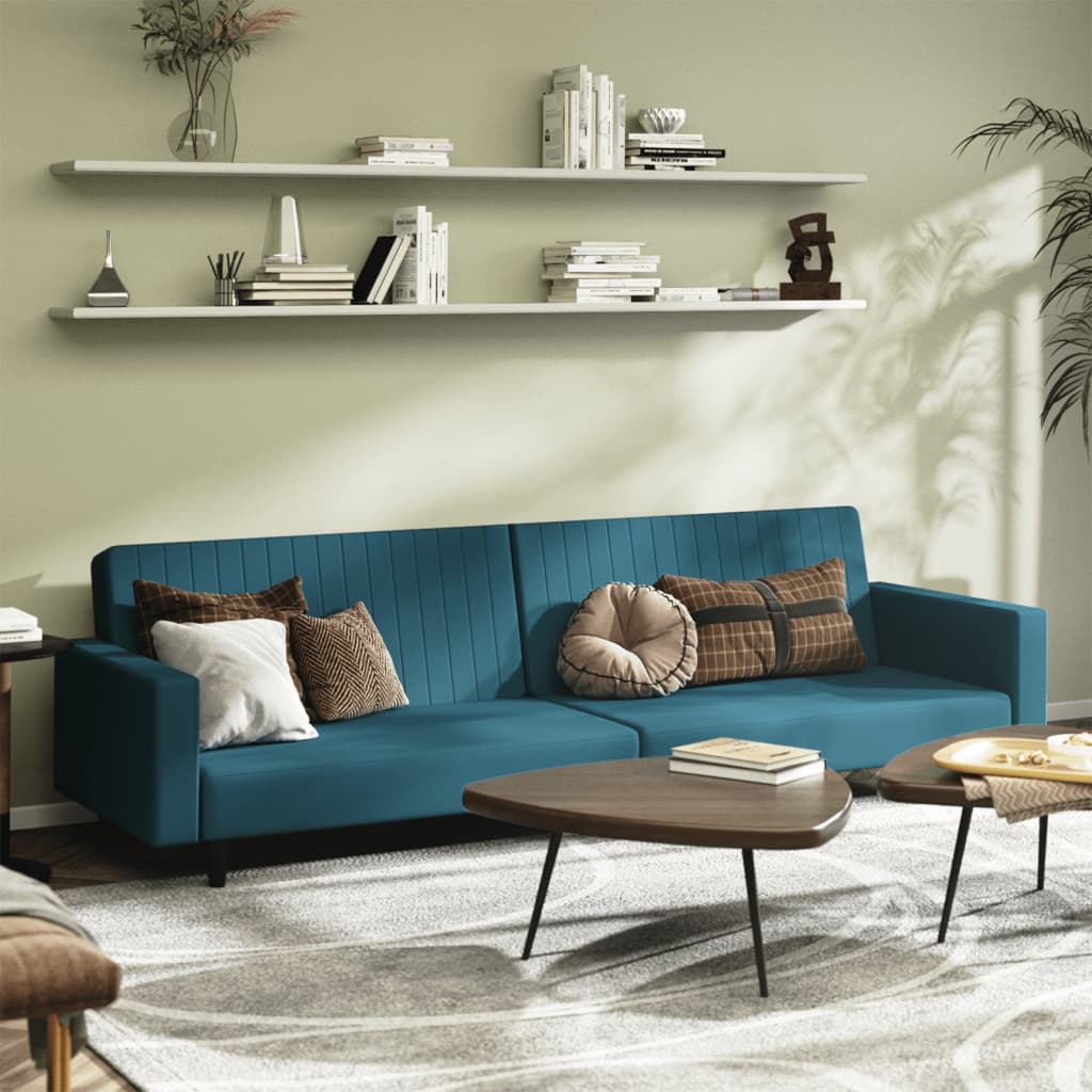 Slaapbank 2-zits fluweel blauw is nu te koop bij PeponiXL, paradijselijk wonen!