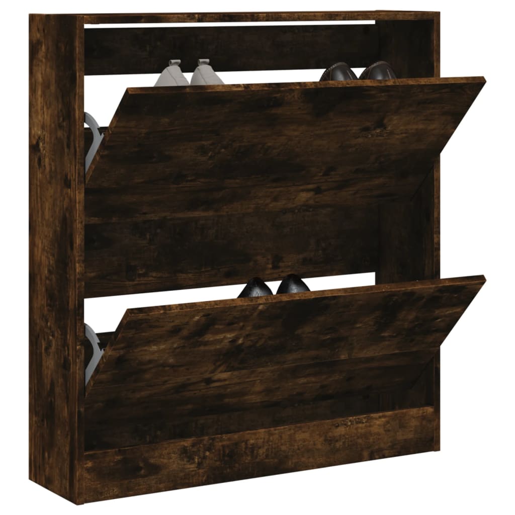 Schoenenkast 80x21x87,5 cm bewerkt hout gerookt eikenkleurig is nu te koop bij PeponiXL, paradijselijk wonen!