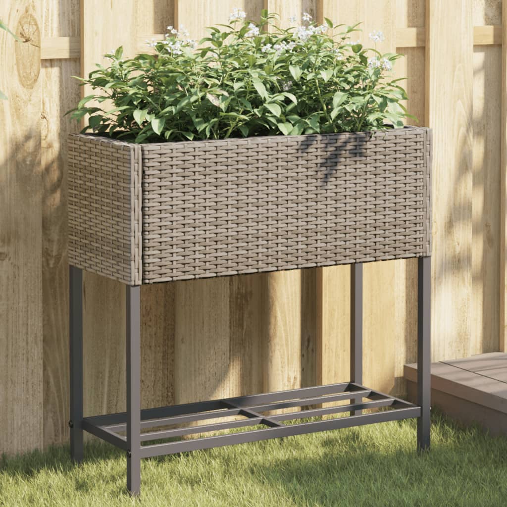 Plantenbak met schap poly rattan grijs is nu te koop bij PeponiXL, paradijselijk wonen!