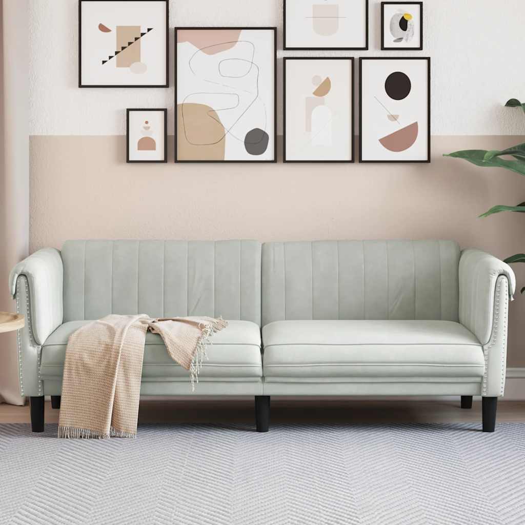 Driezitsbank fluweel lichtgrijs is nu te koop bij PeponiXL, paradijselijk wonen!