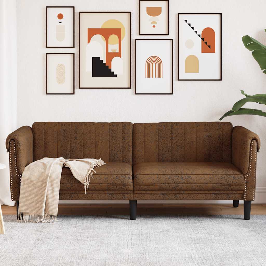 Driezitsbank kunstsuède bruin is nu te koop bij PeponiXL, paradijselijk wonen!